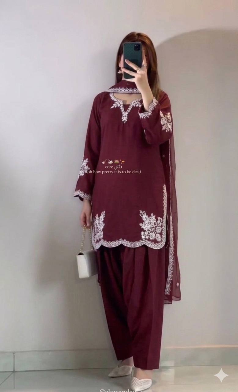The Cinematic Oxblood Scalloped Silhouette
